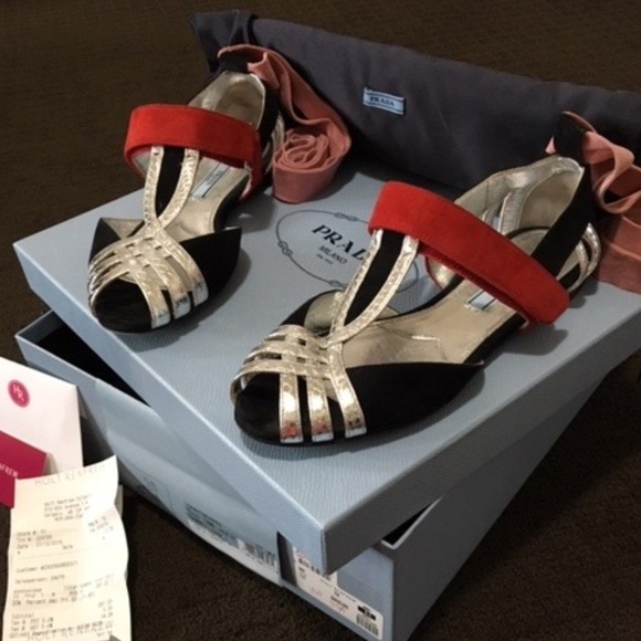 Prada Ballet Flats Black/Pink/Silver(size 6.5) - Picture 1 of 7